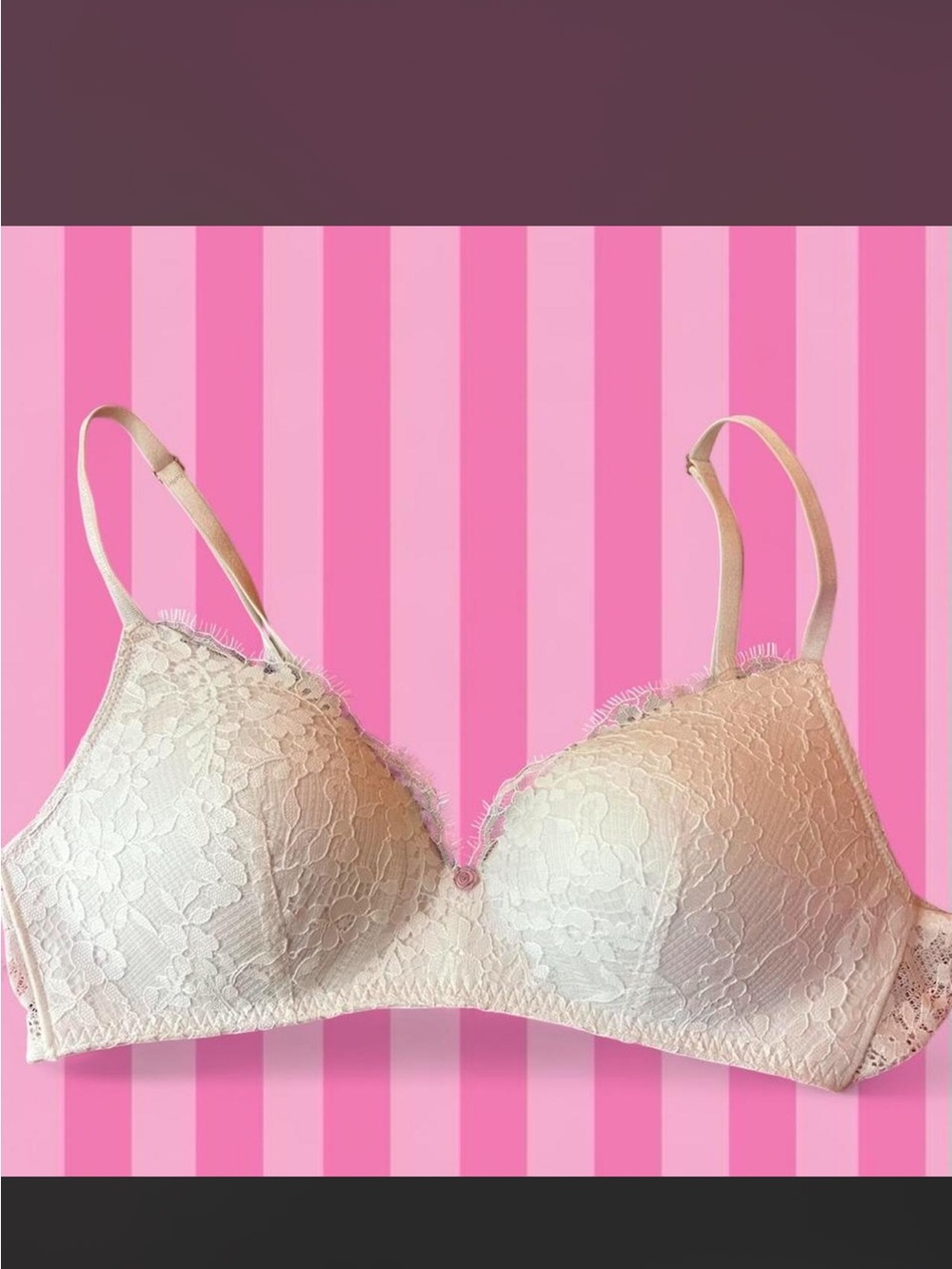 Victoria's Secret Wireless White Lace Push Up Bra- 36B